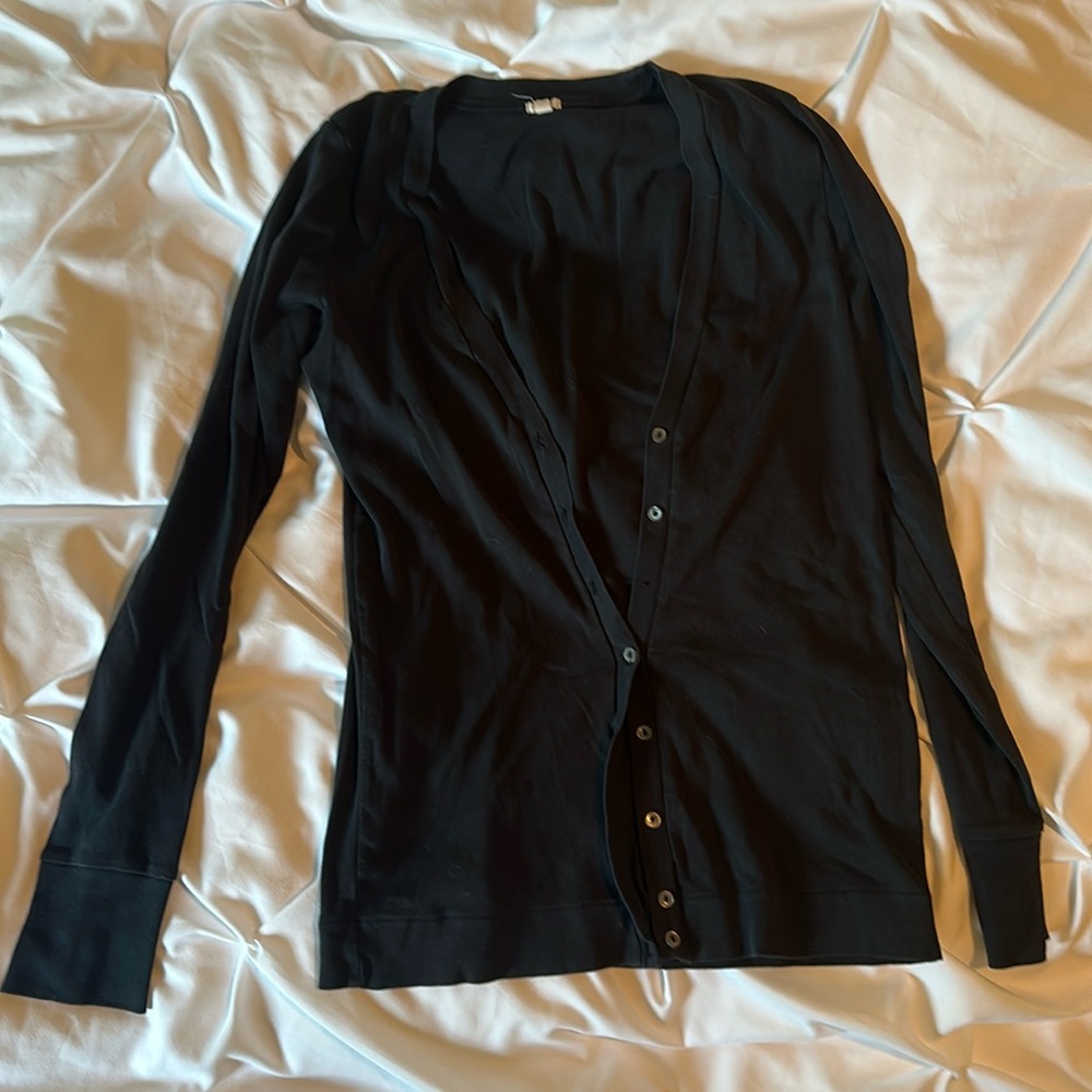 J. Crew cotton fitted cardigan in black size medium